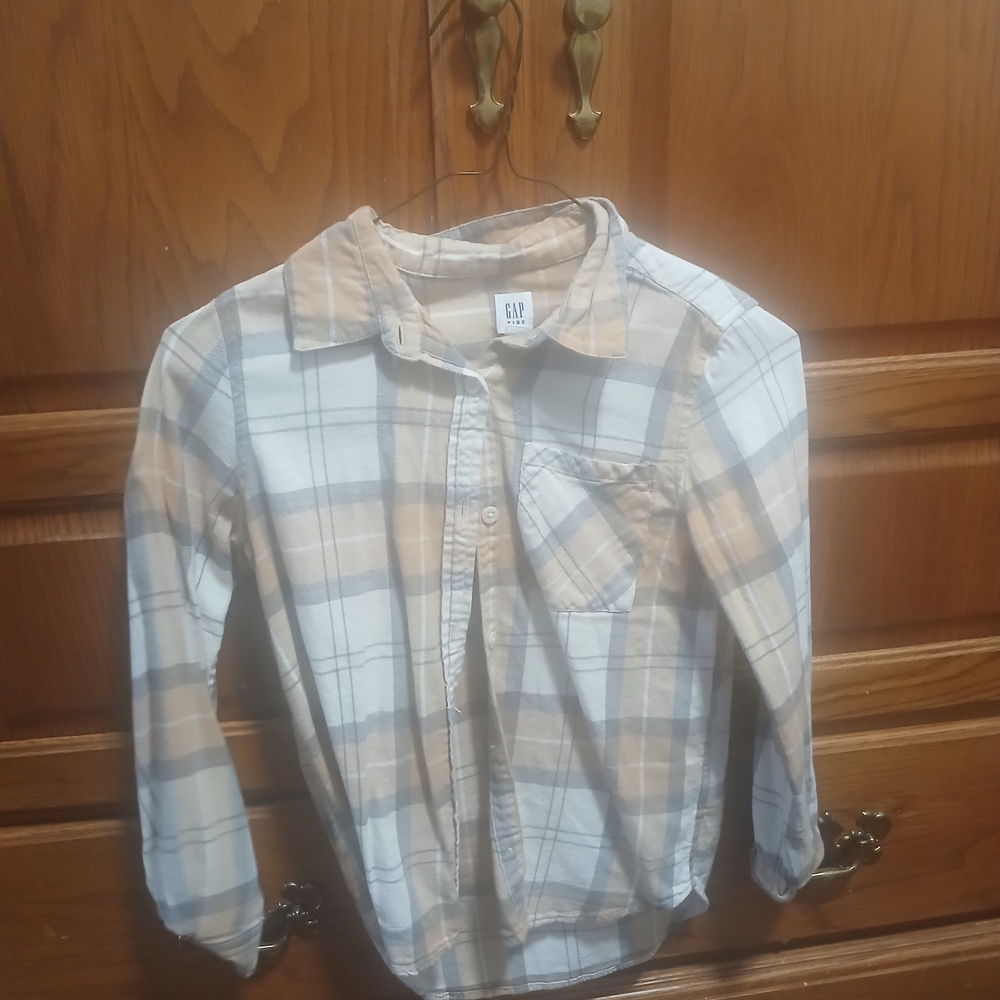 GAP Kids Checkered Shirt - Cream and Brown